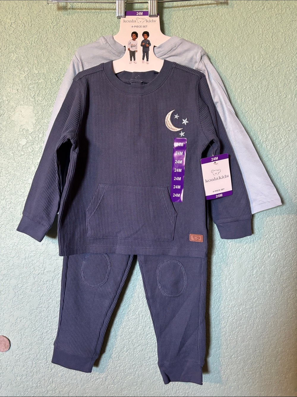 Koala Kids Baby Navy Moon & Stars 4 Piece Set, 24 mos - NWT